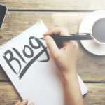 woman writing blog