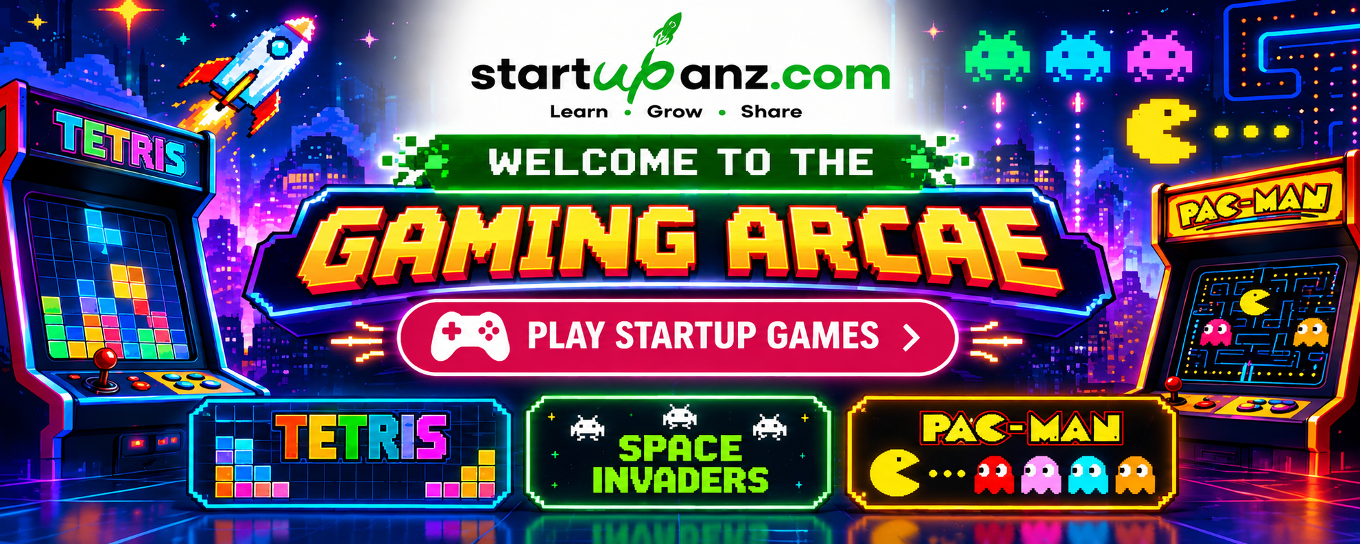 Neon Retro Gaming Arcade — click to play